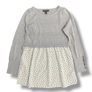 A Pea in the Pod Maternity Gray Polka Dot Tunic Top Long Sleeve Size M